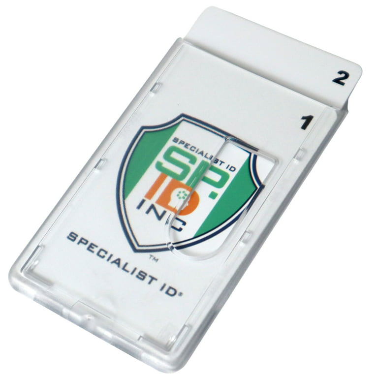 2 Sided Rigid Vertical Multicard Badge Holder - Hard Plastic Mulple ID Card Holder (1840-308X)