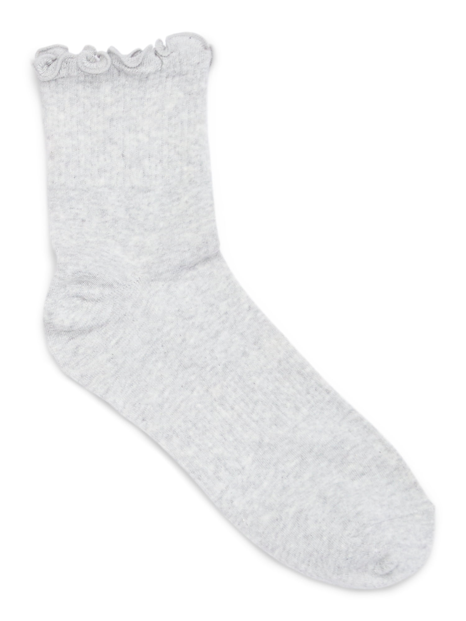 Joyspun Ruffle Socks Lettuce-Edge Dress Crew Socks for Women, Shoe Size 4-10, 4-Pack