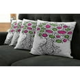 thumbnail image 2 of Ambesonne Colorful Throw Pillow Cover 4 Pack, Pink and Green Spring Time, 24", Black Green Pink, 2 of 6
