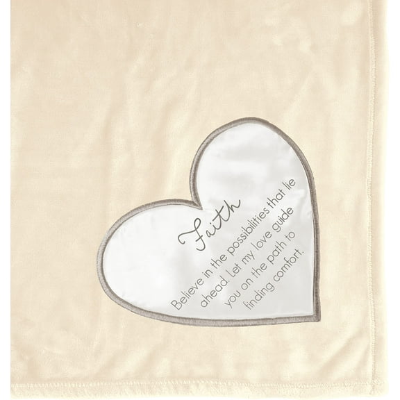 Pavilion Gift Company Faith-50x60 Super Soft Royal Plush Throw Blanket, Cream