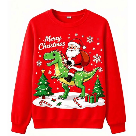 Toddler Little Boy Girl Christmas sweatshirt Santa Dinosaur Shirt Long Sleeve Kid Shirt Top For 5-6T