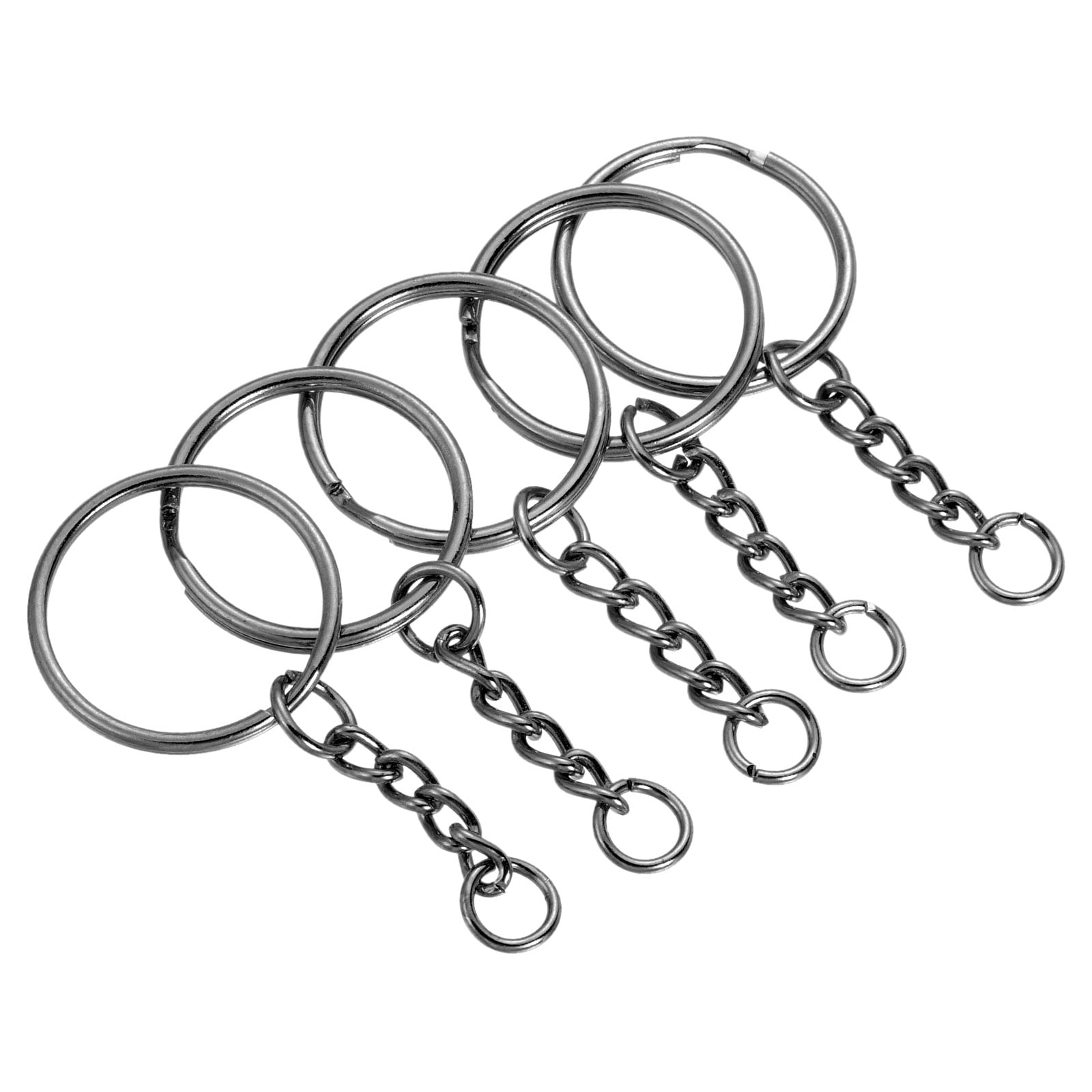Uxcell 25mm Split Key Ring with Chain, 30 Pack Open Jump Connector