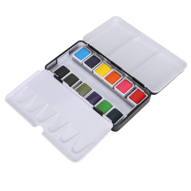 Suministros de Pinta de Acuarela Set esencial, Colección de Acuarela de Color Brillante Suministros de Pinta Con Caja Portátil para Mezcla de