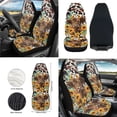 thumbnail image 3 of Jeiento Highland Cow Front Car Seat Covers with Armrest Mat Sunflower Steering Wheel Cover Seatbelt Strap Pad Trash Can Air Vent Pouch Cup Holders Rearview Mirror Cover Keychain, Set of 12, 3 of 7