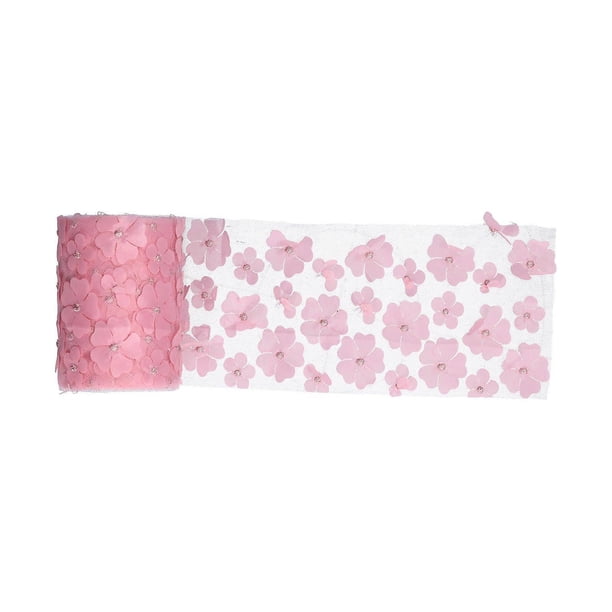 Flowers Tulle Rolls 10cm 10yd Premium Polyester Flexible Wide Application Exquisite Sparkling Tulle RollsPink