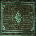 thumbnail image 1 of Ahgly Company Machine Washable Indoor Square Persian Turquoise Blue Traditional Area Rugs, 5' Square, 1 of 4