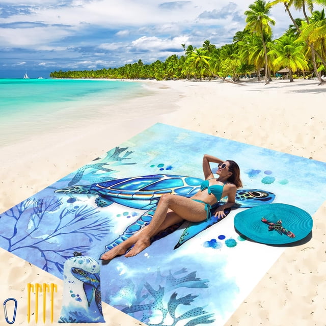 Manta de playa WIWIGO, 200 x 211 cm, impermeable y resistente a la arena