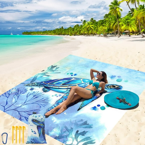Manta de playa WIWIGO, 200 x 211 cm, impermeable y resistente a la arena