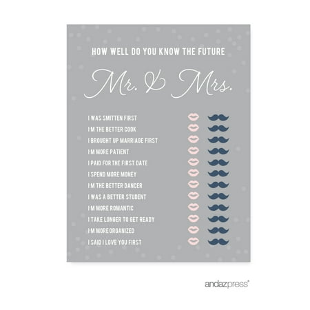 How Well Do You Know The Future Mr./Mrs.? Pink Blush and Gray Pop Fizz Clink Wedding Bridal Shower Game Cards  20-Pack price history on PriceWatchPro