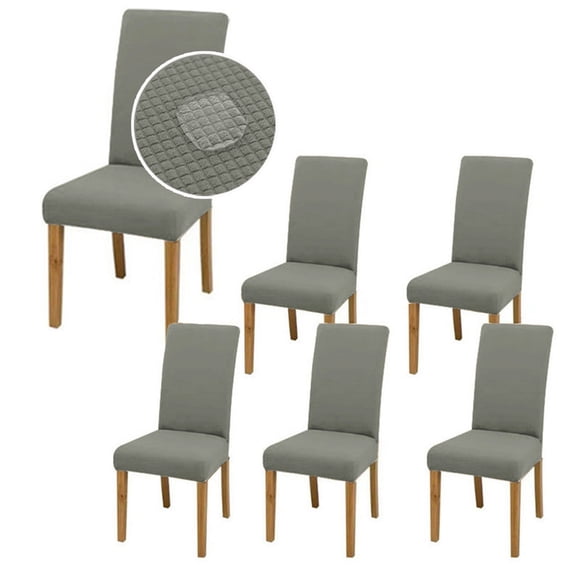 6 Fundas Elásticas para sillas de comedor, Impermeables , Protege y brinda un nuevo estilo a tus sillas. Mod. Gris