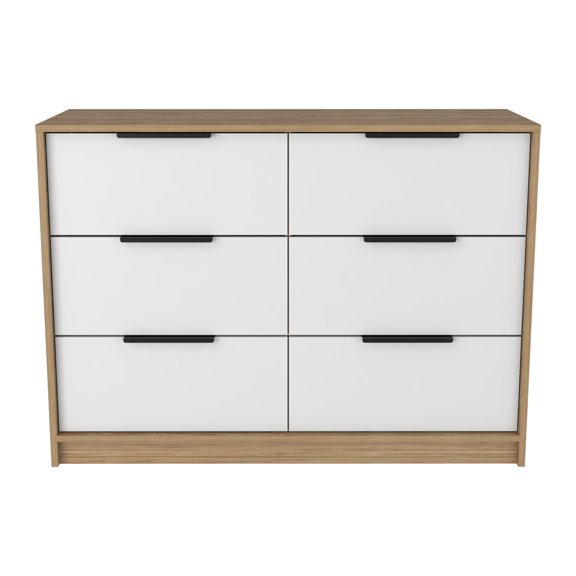 Dtwnek 4 Drawers Dresser with Handle, Perfect for Living Room, Bedroom, White Brown