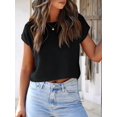 thumbnail image 6 of Women'S Summer Cropped Sweater Vest Trendy Cap Sleeve Crop Tops Crew Neck Loose Knit Tank Top Black XL, 6 of 7