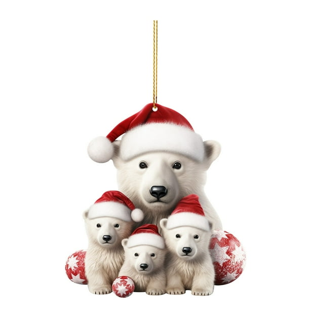 Colgante Acrílico De Oso Polar Navideño Colgante Decorativo Navideño Colgante Para Árbol De Navidad Colgante Para Coche Decoraciones Festivas