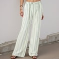 thumbnail image 5 of Duqingm Loose Pants for Women Women's Striped Pants Spring Summer 2026 Comfy Pajama Pants High Waist Wide Leg Lounge Pants Lightweight PJ Bottoms Light Green,3XL, 5 of 7