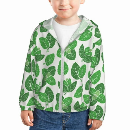 

Lukts Green Leaves Print Children s Long-Sleeved Sun Protection Clothing Hooded Sweatshirts for Boys and Girls Outdoor Sports-2 Years