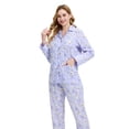 thumbnail image 3 of GLOBAL Womens 100% Cotton Notch Collar Pajama Set Homewear with Pockets, Spring & Summer, 2-Piece, Sizes S to 3X, 3 of 7