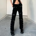 thumbnail image 4 of TAIAOJING Women Cotton Linen Pants Fashion Wide Straight Leg Punk Cargo Jean Baggy Goth Streetwear With Pockets Lounge Pant Trousers, 4 of 8