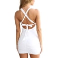 thumbnail image 3 of HLSOHJP Women's Cut Out Front Cocktail Dresses Sleeveless Crisscross Tie Back Bandage Bodycon Pleated Mini Cami Dress, 3 of 7
