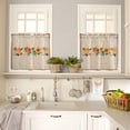 thumbnail image 2 of 3 Piece Kitchen Curtains Tiers and Valances Set, Flower Leaves Spring Watercolor Floral Vintage Botanical Short Rod Pocket Window Curtain for Bedroom, Bathroom, 2 of 5