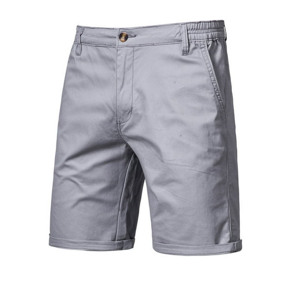 cllios Shorts Kaki pour Homme Coupe Ajustée Chino Droit Short Pantalon Taille Élastique Shorts de Travail avec Bouton Fermeture Éclair Été Uni Ample Court