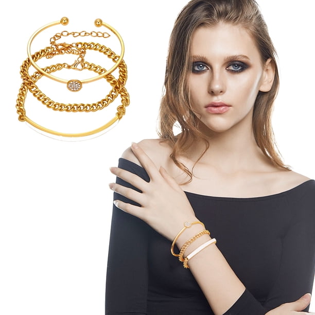 Brazalete para mujer, regalos para mujer, moda casual vintage, pulsera para mujer, conjunto de joyería de cadena, accesorios para fiesta y boda, pulsera para mujer