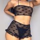 thumbnail image 1 of VISgogo Perspectiva de mujer Conjunto de lencería de encaje de 2 piezas, Bustier con estampado de corazón Sling Tops con adornos de encaje con volantes Calzoncillos bóxer VISgogo moda, 1 of 6
