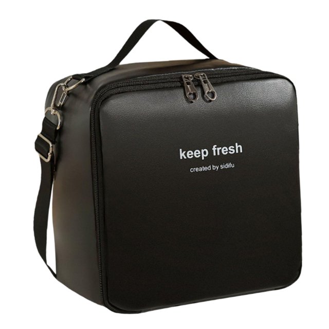 Bolsa aislante para el almuerzo, bolsa térmica con correa ajustable para el hombro, , bolsa , bolsa Bento para la playa, el trabajo Negro