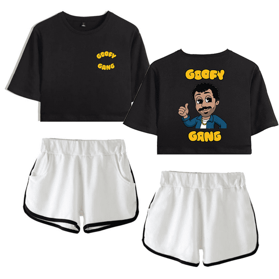 Morgan Jay Merch Goofy Gang Crop Top T-shirt With Shorts Women Girls Short Sleeve Tees