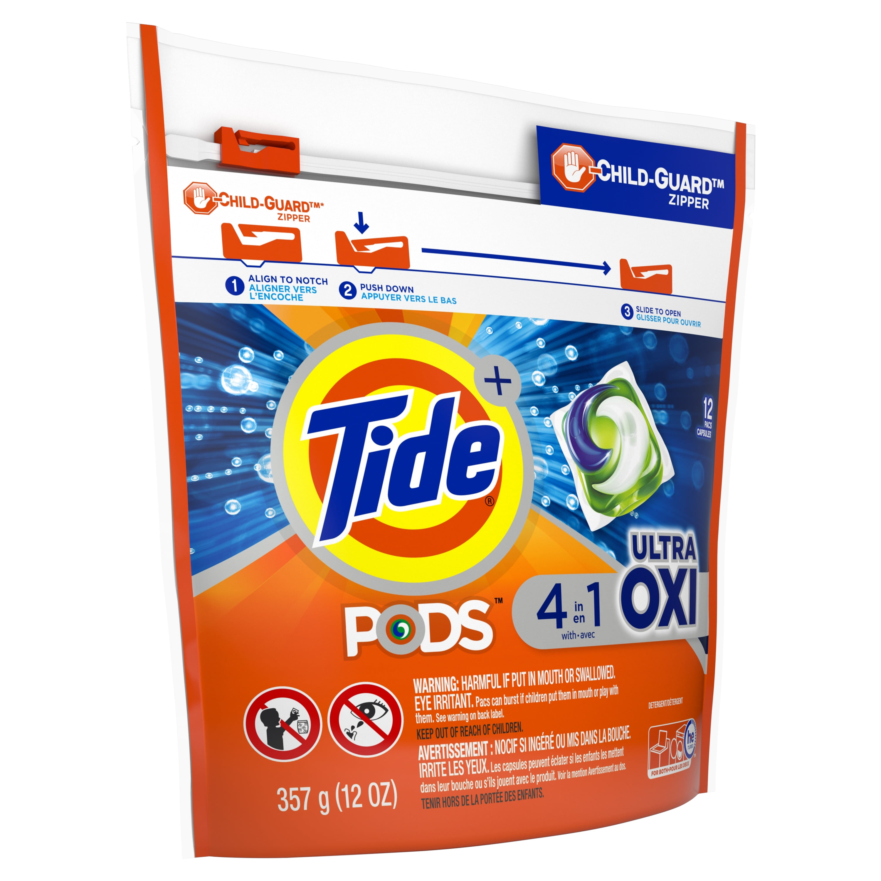Tide PODS Ultra Oxi Liquid Laundry Detergent Pacs, 12 Count - Walmart.com.