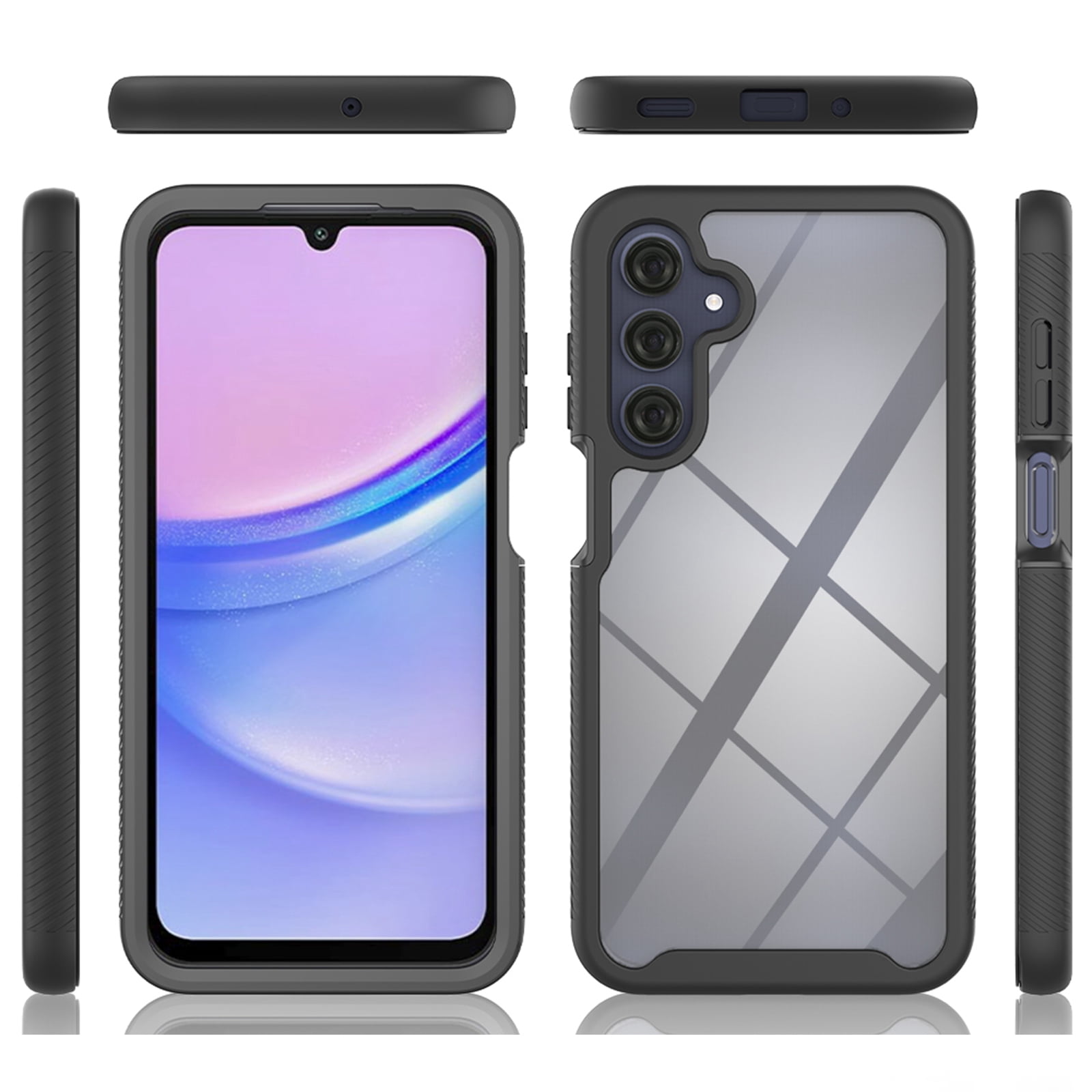 Galaxy A17 5G Case with Built in Screen Protector,Dteck Full-Body Shockproof Rubber Hybrid Protection Crystal Clear PC Back Protective Phone Case Cover for Samsung Galaxy A17 5G,Purple