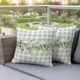 thumbnail image 3 of Eucalyptus Leaf Outdoor Pillow Covers Pack of 2 Watercolor Country Green Leaf Green White Plaid Waterproof Throw Pillow Covers Decorative Cushion Cases for Patio Garden Tent Balcony Couch 18x18 inch, 3 of 9