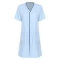 thumbnail image 3 of vastwit Women's Short Sleeve Work Dress Knee Length Button Up for Daily Wear and Medical Occasions Light Blue L, 3 of 7