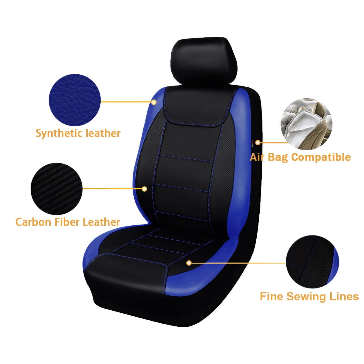 Flying Banner Full Set Deluxe Automotive Leather Universal Car Seat Covers Interior Covers car SUV pick up Blue