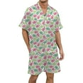 thumbnail image 2 of Conairie Pajamas Set for Men Two Piece Short Sleeve Collared Button Top And Loose Pants Sleep Pajama Lightweight Sleepwear with Pockets Brick Red S, 2 of 4