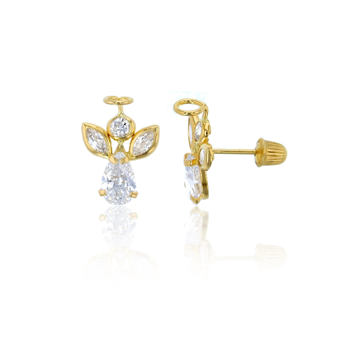 Decadence 14K Yellow Solid Gold Religious Stud Earrings Virgin Mary