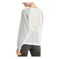 thumbnail image 2 of RACHEL ROY Womens Gray Eyelet Long Sleeve Jewel Neck Top L, 2 of 2