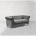 thumbnail image 4 of Londynn Loveseat Dark Grey Velvet 71L x 33.5W x 30.3H Button Tufted Rolled Arm, 4 of 8