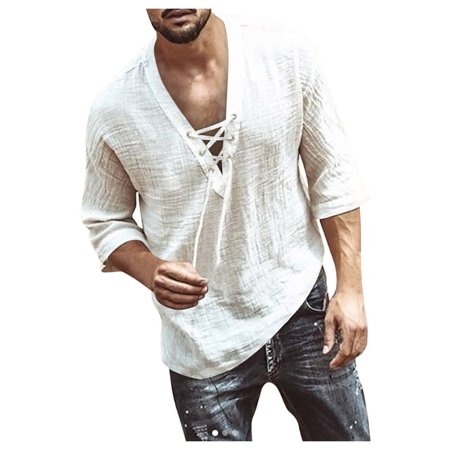 Designer Spring Summer Men's Casual Cotton Linen Solid Color Long Sleeve Shirts Loose Stand Collar Shirts 5XL