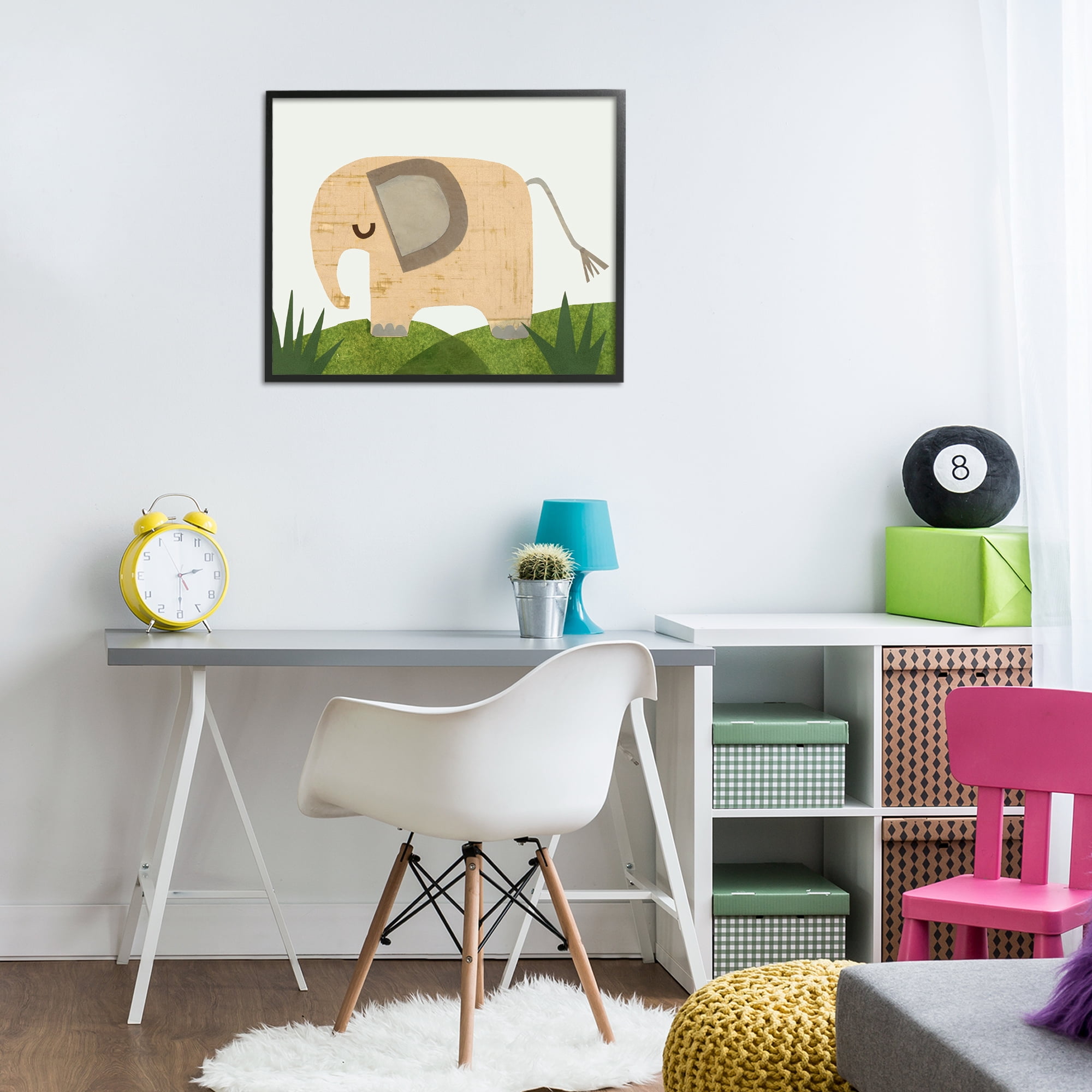 Stupell Industries Cozy Corner Elephant Animals & Insects Painting Black Framed Art Print Wall Art, 30 x 24