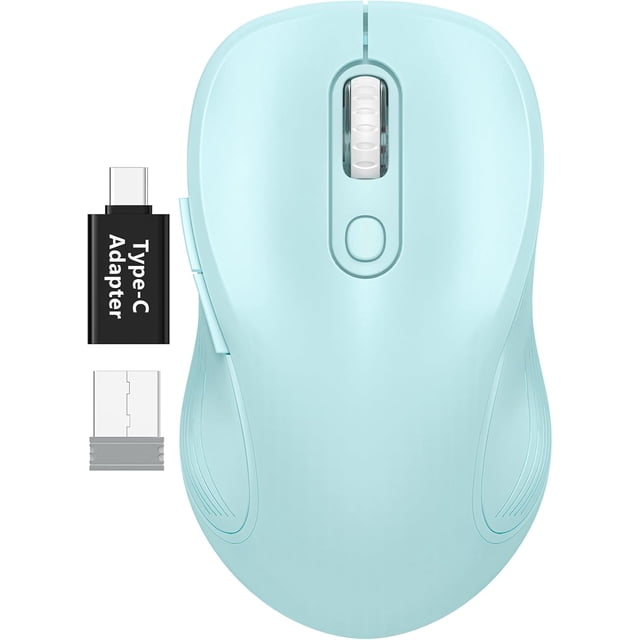 WisFox 2.4G Wireless for Laptop, Ergonomic Computer with USB Receiver and 3 Adjustable Levels, 6 Button Wireless Mice for Windows PC Notebook (Grey)