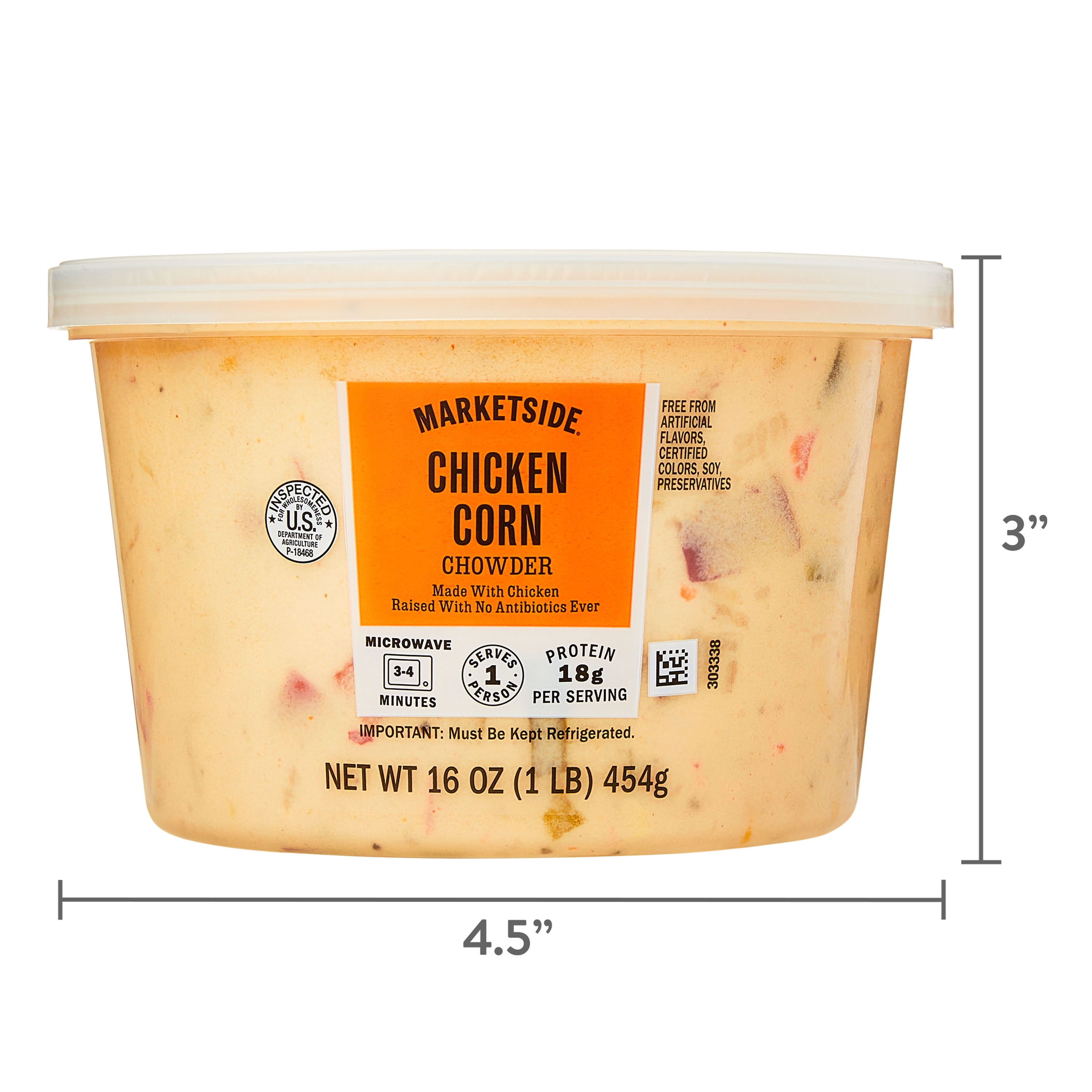 Marketside Kickin' Chicken Chowder 16 oz Cup with Real Chicken Potatoes Corn and Spicy Poblano