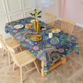 thumbnail image 3 of Blue Pioneer Flower and Paisley Pattern Rectangle Tablecloth 60"x120",Waterproof Polyester Rectangle Table Cloth, Wipeable Spillproof Polyester Tablecloth for Dining, Camping, Indoor and Outdoor, 3 of 5