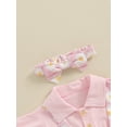 thumbnail image 6 of vera natura Toddler Girls Two Piece Outfits Daisy Print Patchwork Ribbed Dress and Headband for Summer Clothes, 6 of 8