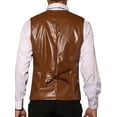 thumbnail image 3 of INSPIRE CHIC Faux Leather Suit Vest for Men's Formal Western PU Waistcoat with Bow-Tie L Brown, 3 of 4