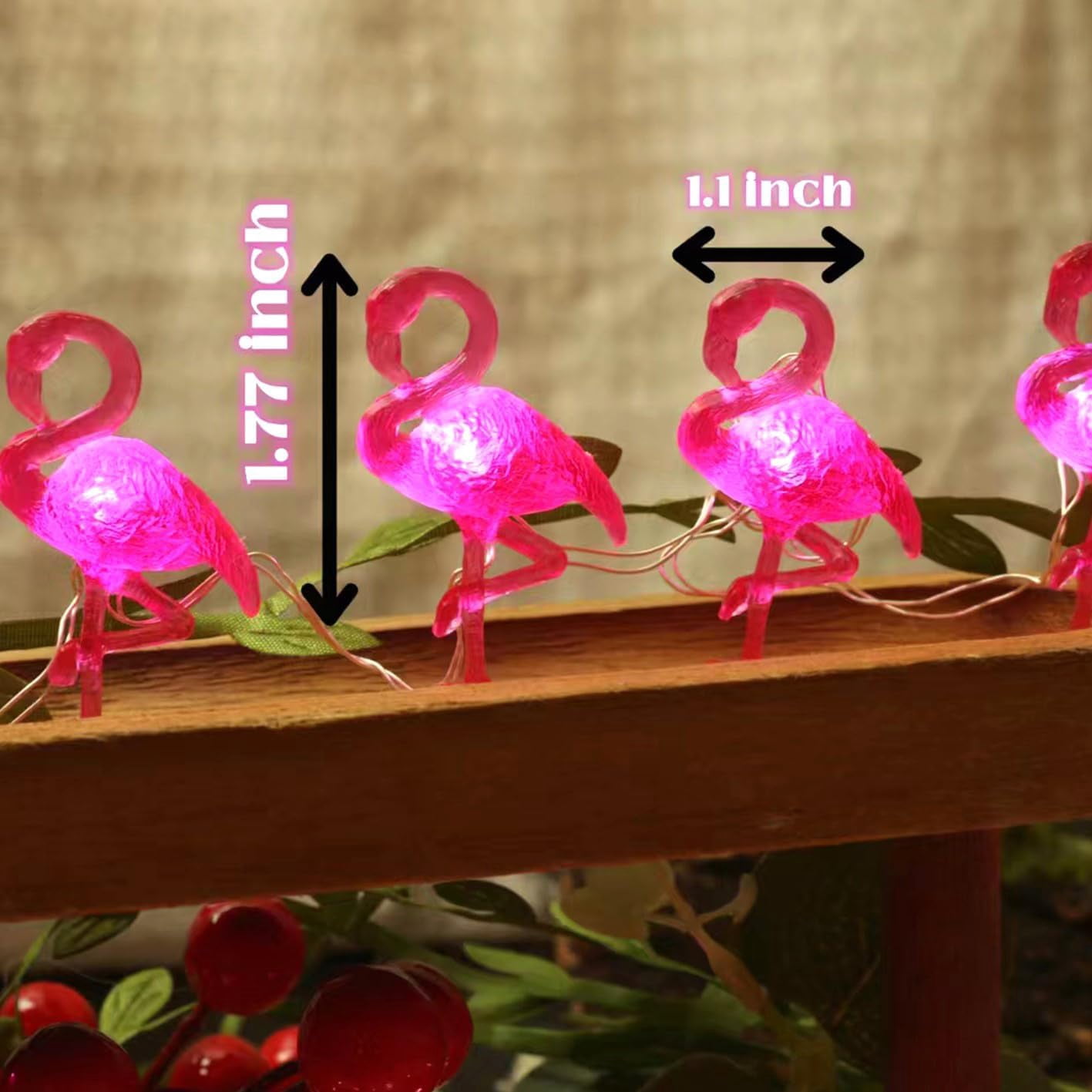 Outdoor Solar Lights for Outside Pink Flamingo Garden Decor 14ft 40LED Solar Power Fairy Lights Waterproof Summer Beach Yard Solar Landscape String Lights 14ft 40LED Patio Fence Backyard Bird Decor