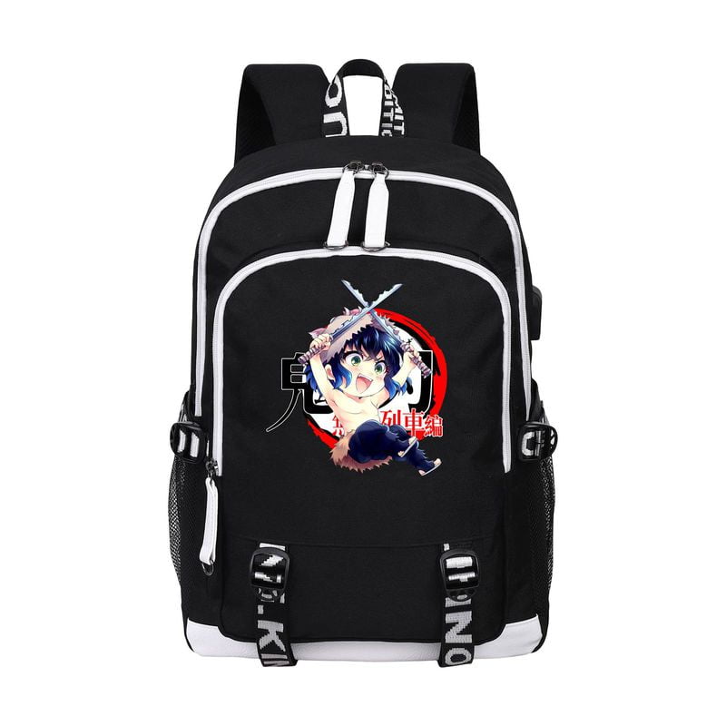 Wothe Anime Demon Slayer Backpack Bag USB with Charging Port Student School Bag Laptop Cosplay for Boys Girls 