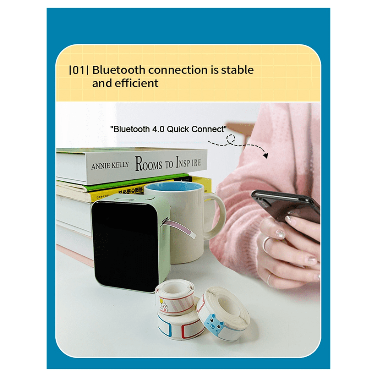 P15 Wireless Bluetooth Thermal Label Printer Mini Portable Adhesive Label Maker Fast Printing Green,1 Roll x Gift Label 1 x Label Printer,Green