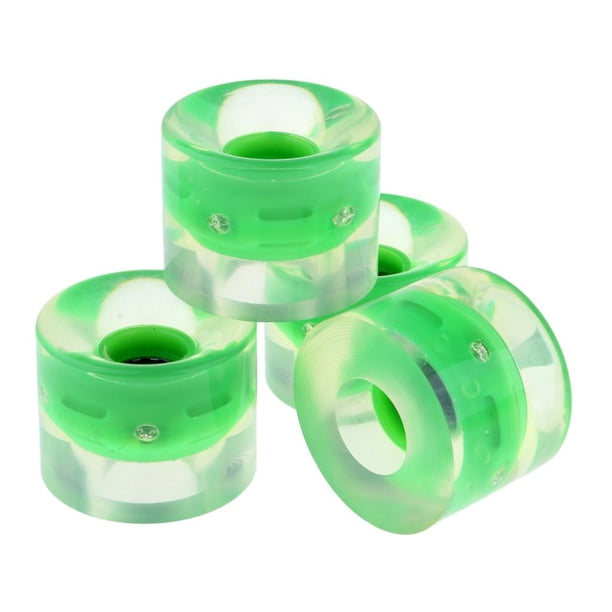4 ruedas de patineta longboard con luz de 60 mm, 78 A, con núcleo de rodamiento brillante Verde