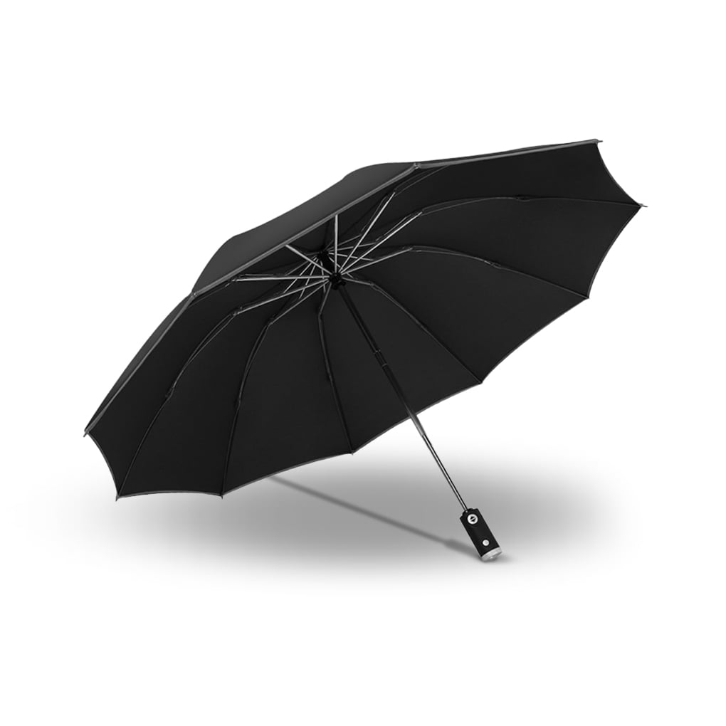 10 Ribs Windproof Travel Umbrella Compact Automatic Open Close Folding Umbrella Portable Umbrellas with Ergonomic Handle Black 
