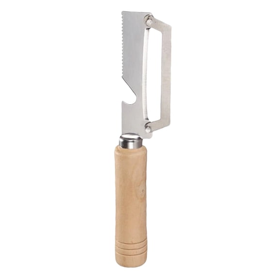 Round Wooden Handle Vegetable Peeler, Premium Stainless Steel Fruit and Potato Slicer, Ergonomic Comfort Grip Traditional Kitchen Tool